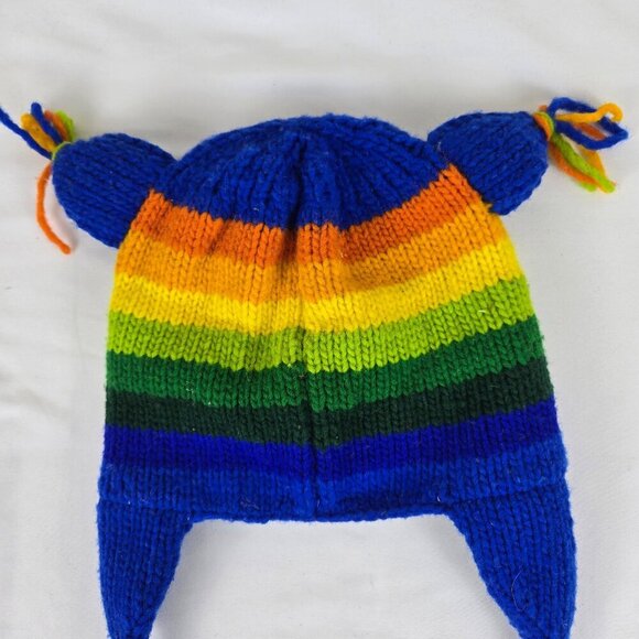 Vive Bien Youth Sized Knit Hat Colorful Owl Wool Outer Layer Long Tassel Ties - Picture 5 of 8